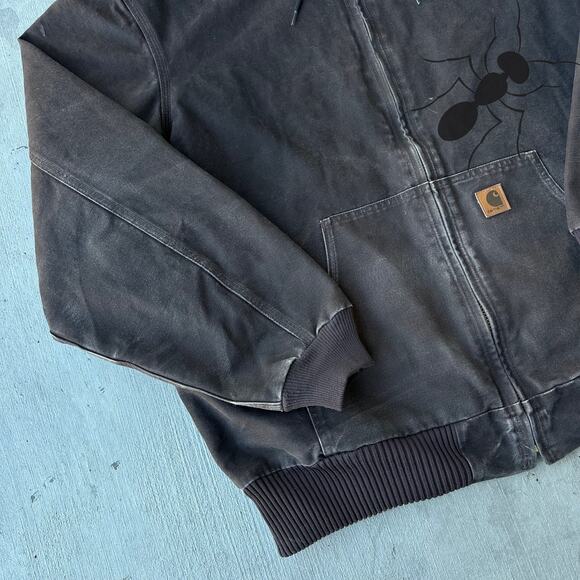 Vintage Y2K Carhartt J130 DKB brown hooded work wear jacket - Picture 2 of 10